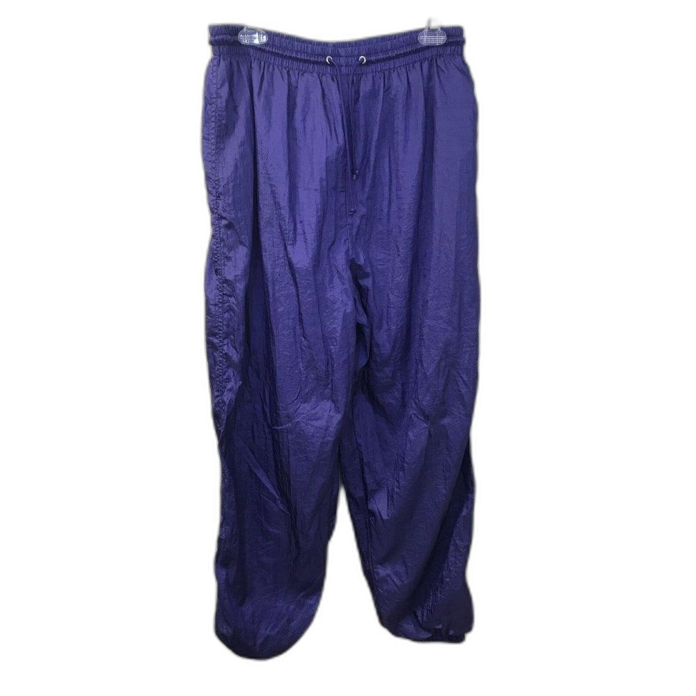 Track Sweat Pants L Purple Nylon Blend Lined Pockets elastic drawstring waist - Picture 11 of 11